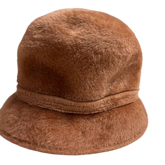 Vintage Martelle Fur Felt Cloche Hat 1950s Paris Francois NY Made in USA Camel - Picture 4 of 7